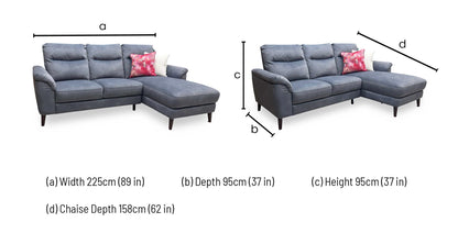 'Morgan' Dexter Shadow Grey 43519 Velvet Fabric Right Hand Facing 3 Seater Sofa with Chaise End – view 7