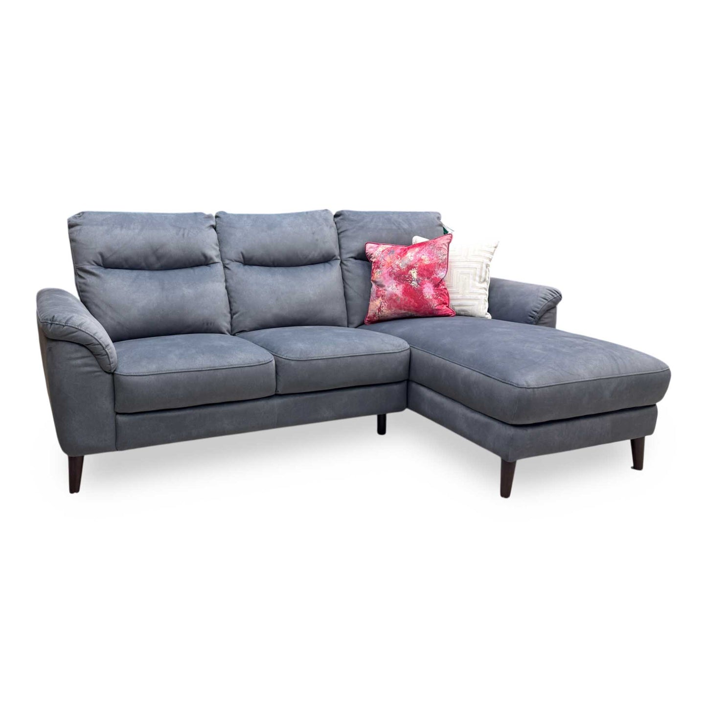 'Morgan' Dexter Shadow Grey 43519 Velvet Fabric Right Hand Facing 3 Seater Sofa with Chaise End – view 4