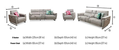 'Moet' 51014 Opulence Cedar Velvet Fabric 3 Seater Power Recliner Sofa with Telescopic Headrests and Smart Console – view 11