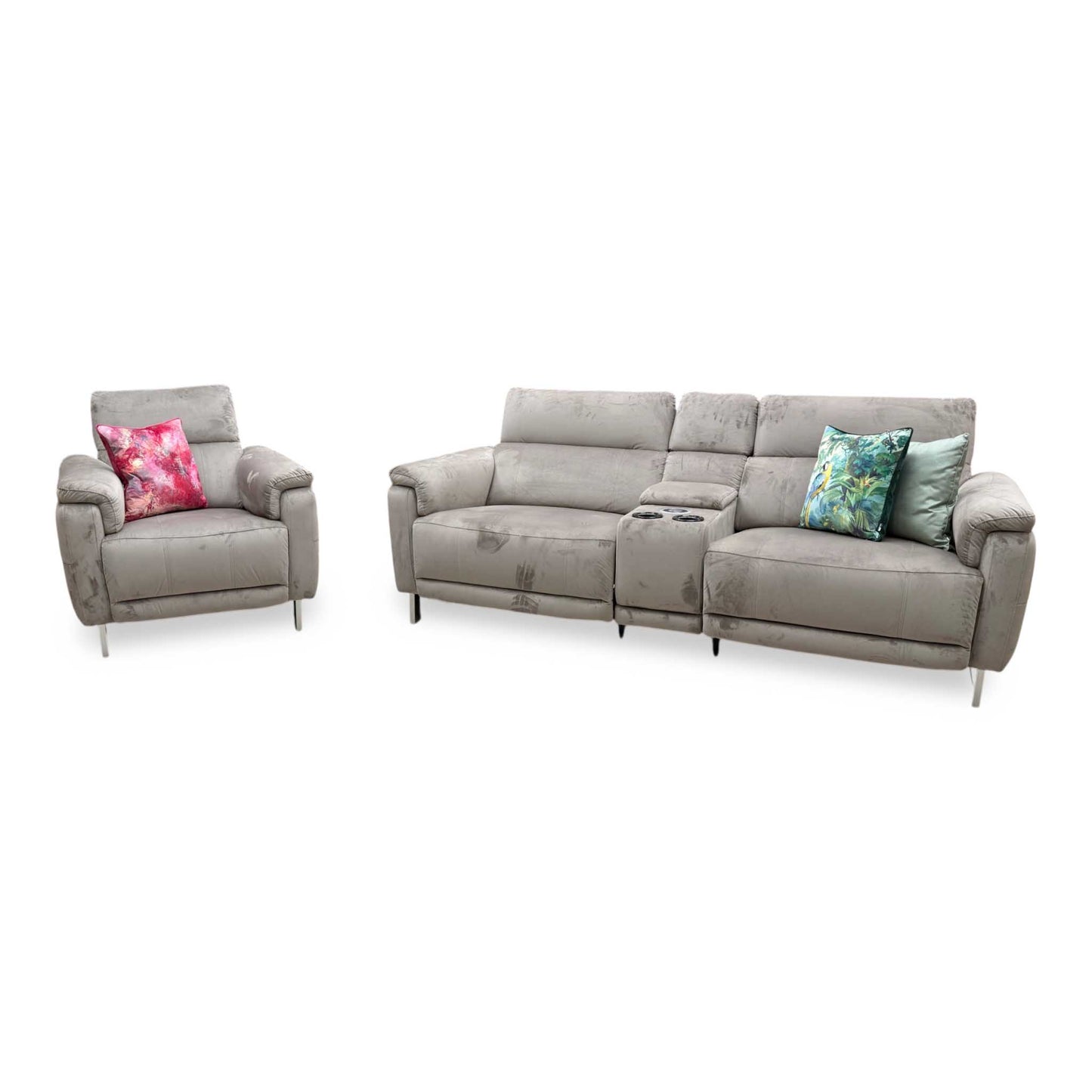 'Moet' 51014 Opulence Cedar Velvet Fabric 3 Seater Power Recliner Sofa with Telescopic Headrests and Smart Console – view 6