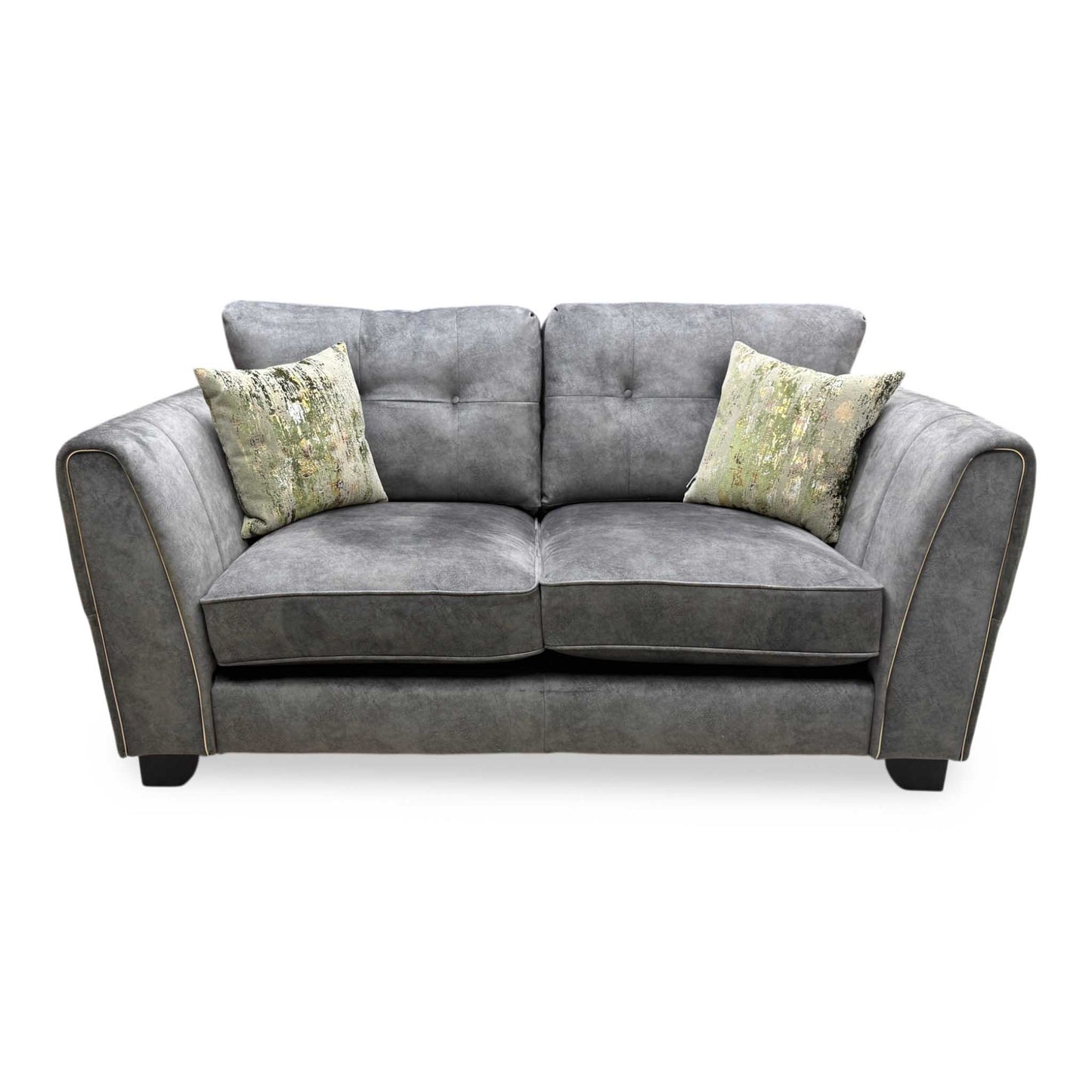 'Mariah' Dapple Moleskin-Tri Brass Velvet Fabric 2 Seater Classic Back Sofa – view 4