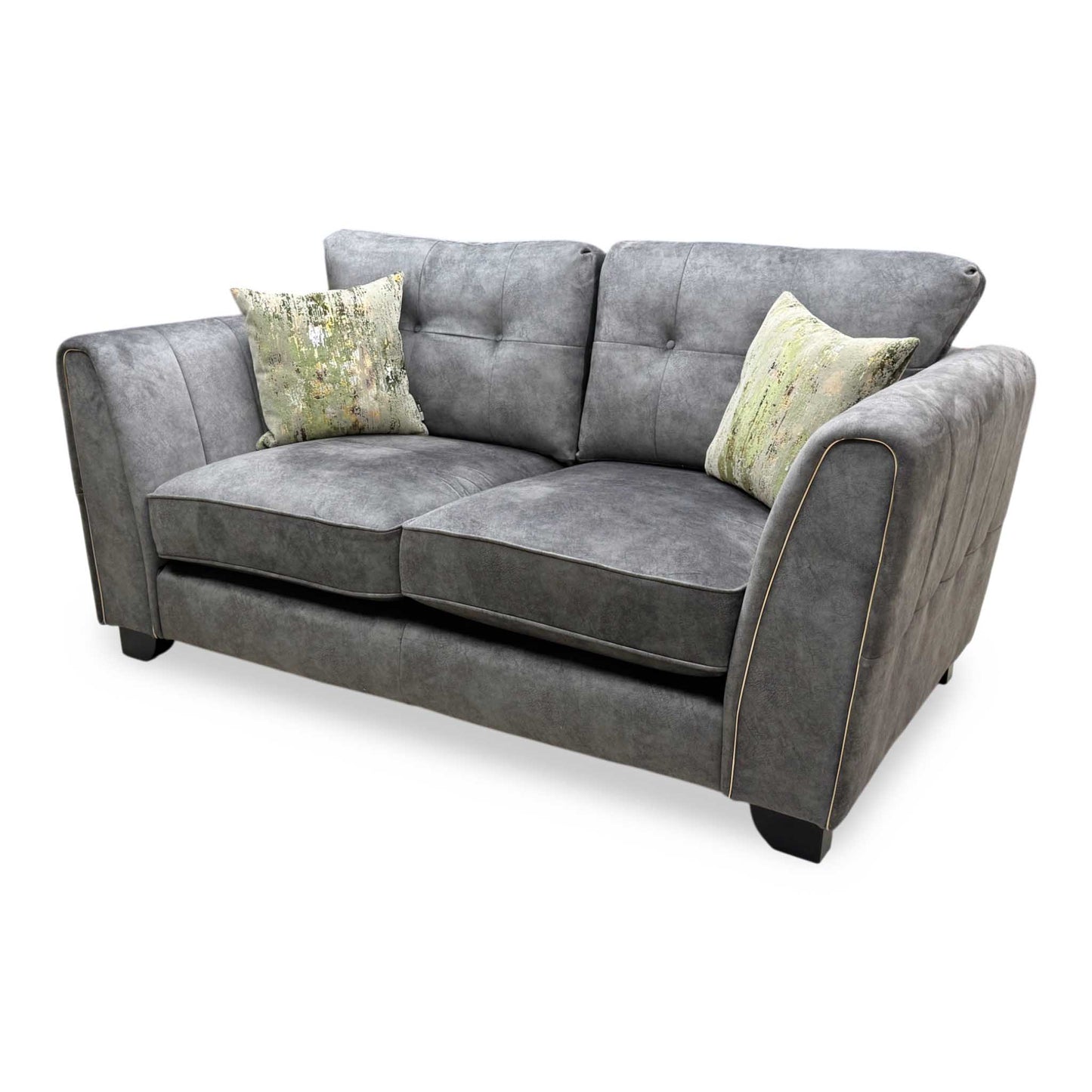 'Mariah' Dapple Moleskin-Tri Brass Velvet Fabric 2 Seater Classic Back Sofa – view 5