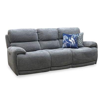 ‘Link’ Grey Fabric 3 Seater Power Recliner Sofa with Power Headrests