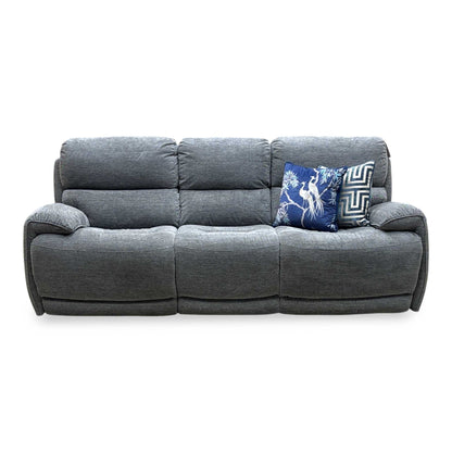‘Link’ Grey Fabric 3 Seater Power Recliner Sofa with Power Headrests