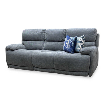 ‘Link’ Grey Fabric 3 Seater Power Recliner Sofa with Power Headrests