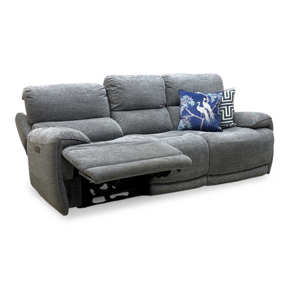 ‘Link’ Grey Fabric 3 Seater Power Recliner Sofa with Power Headrests