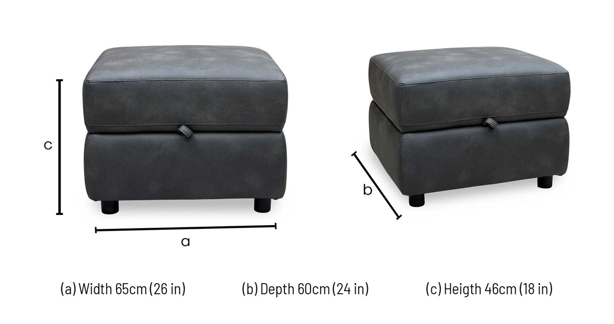 'Nixon’ Bfa-Bey-R23 Charcoal Fabric Storage Footstool – view 9