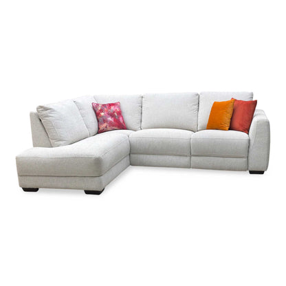 'Dinky’ Milan Natural 61100 Fabric Left Hand Facing Corner Chaise End Power Recliner Sofa