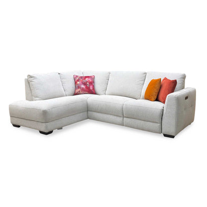 'Dinky’ Milan Natural 61100 Fabric Left Hand Facing Corner Chaise End Power Recliner Sofa