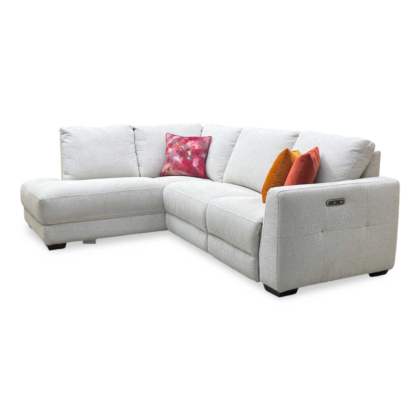 'Dinky’ Milan Natural 61100 Fabric Left Hand Facing Corner Chaise End Power Recliner Sofa