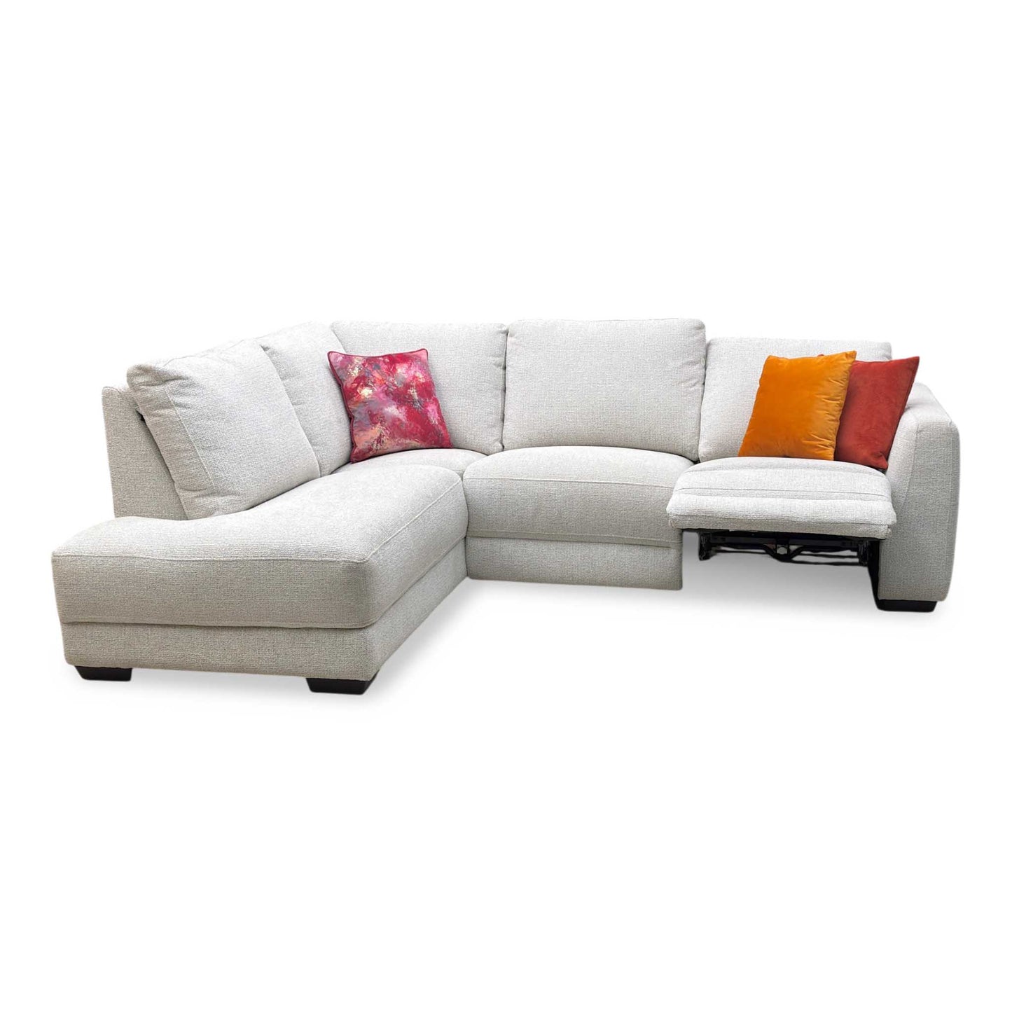 'Dinky’ Milan Natural 61100 Fabric Left Hand Facing Corner Chaise End Power Recliner Sofa