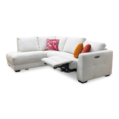 'Dinky’ Milan Natural 61100 Fabric Left Hand Facing Corner Chaise End Power Recliner Sofa