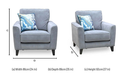 Ideal Home ‘Brondby’ Sfa-Pey-R09 Grey Velvet Fabric Armchair