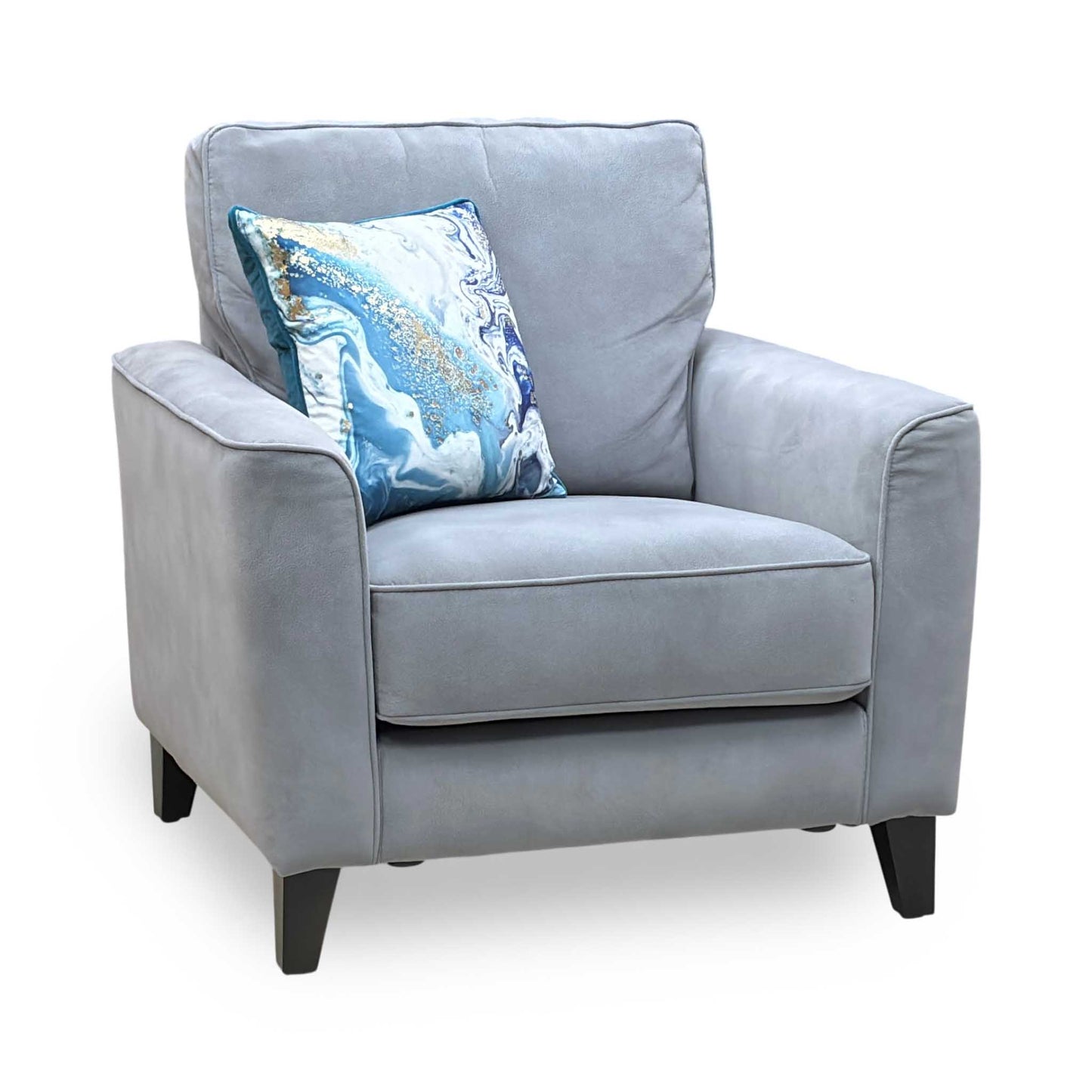 Ideal Home ‘Brondby’ Sfa-Pey-R09 Grey Velvet Fabric Armchair