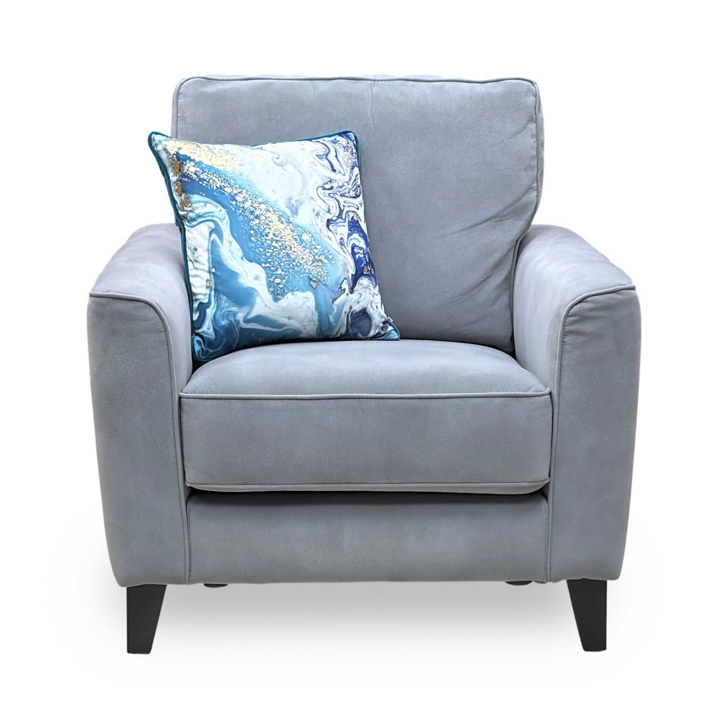 Ideal Home ‘Brondby’ Sfa-Pey-R09 Grey Velvet Fabric Armchair