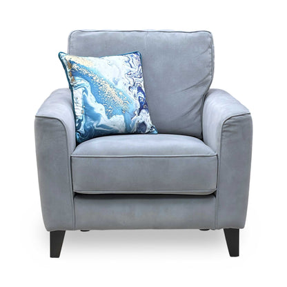 Ideal Home ‘Brondby’ Sfa-Pey-R09 Grey Velvet Fabric Armchair