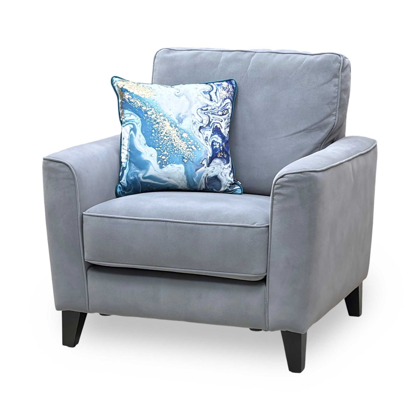Ideal Home ‘Brondby’ Sfa-Pey-R09 Grey Velvet Fabric Armchair