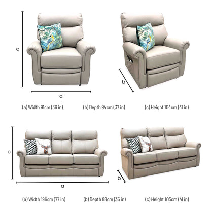 G Plan ‘Avon’ L846 Cambridge Taupe Leather 3 Seater + Lift and Rise Recliner Armchair Sofa Set