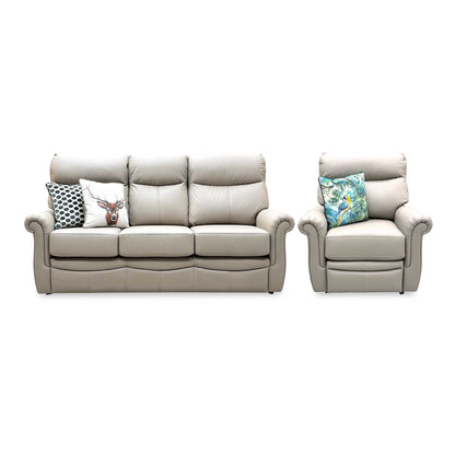 G Plan ‘Avon’ L846 Cambridge Taupe Leather 3 Seater + Lift and Rise Recliner Armchair Sofa Set