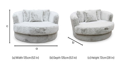 'Lorella' Vancouver Wolf Grey Faux Fur Large Swivel Chair