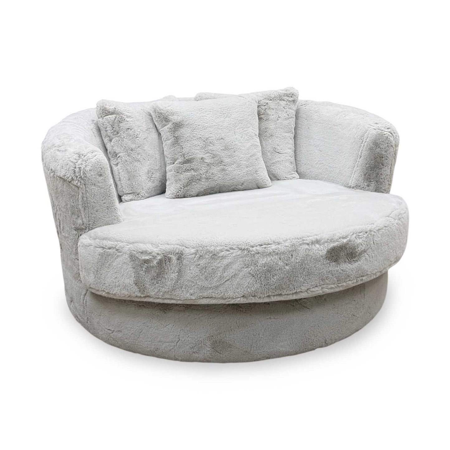 'Lorella' Vancouver Wolf Grey Faux Fur Large Swivel Chair
