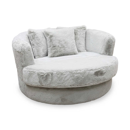 'Lorella' Vancouver Wolf Grey Faux Fur Large Swivel Chair