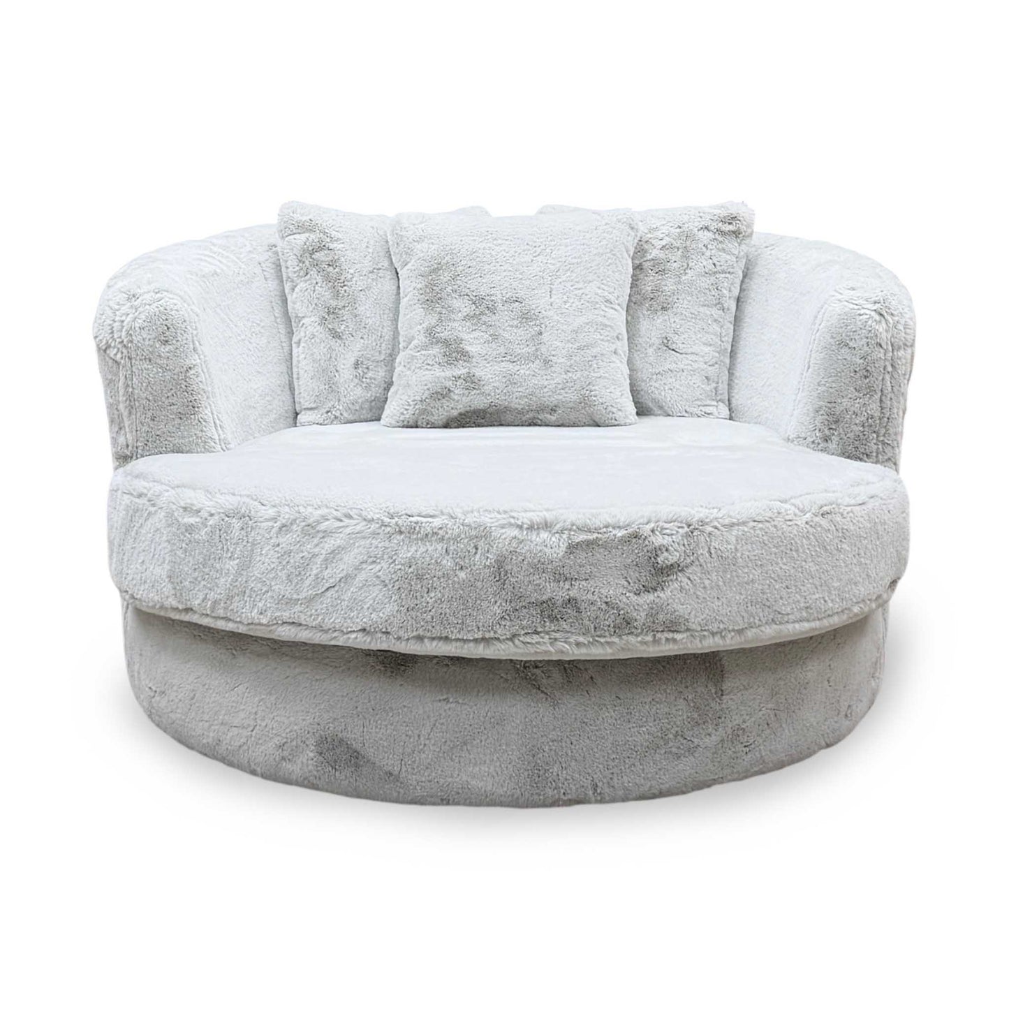 'Lorella' Vancouver Wolf Grey Faux Fur Large Swivel Chair