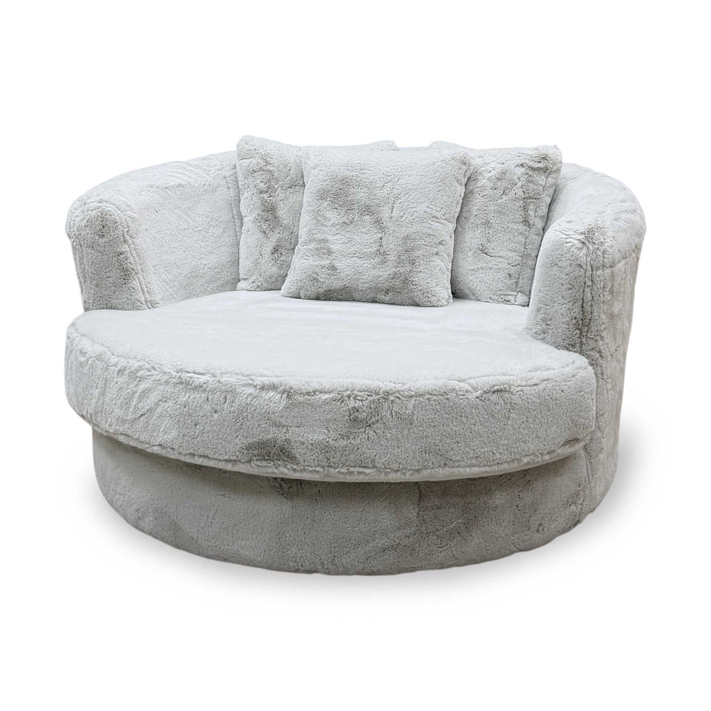 'Lorella' Vancouver Wolf Grey Faux Fur Large Swivel Chair