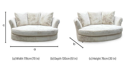'Lorella' Vancouver Dawn Beige Faux Fur Pillow Back Cuddler Sofa
