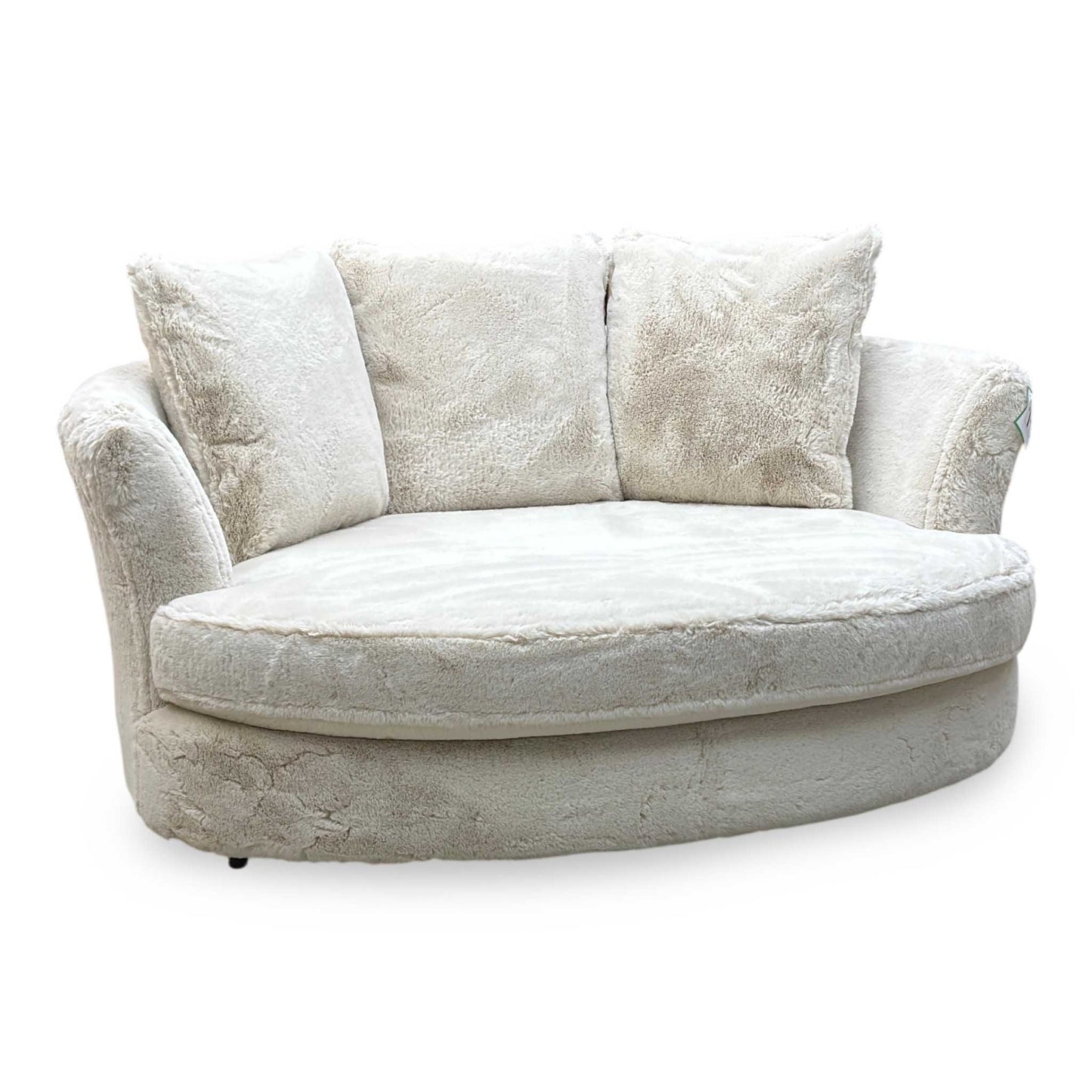 'Lorella' Vancouver Dawn Beige Faux Fur Pillow Back Cuddler Sofa