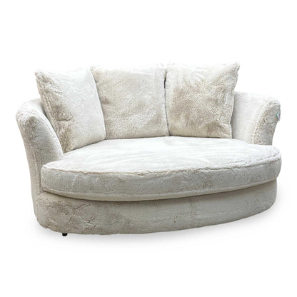 'Lorella' Vancouver Dawn Beige Faux Fur Pillow Back Cuddler Sofa