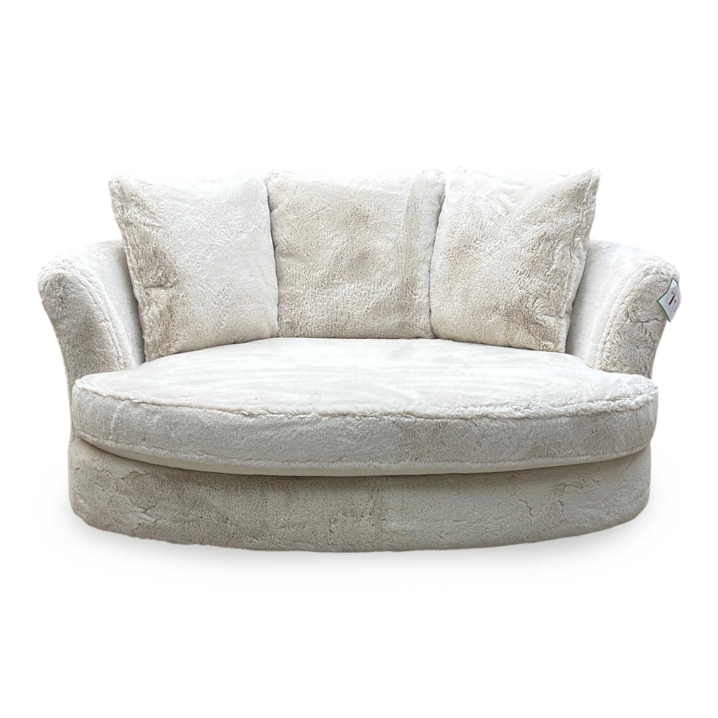 'Lorella' Vancouver Dawn Beige Faux Fur Pillow Back Cuddler Sofa