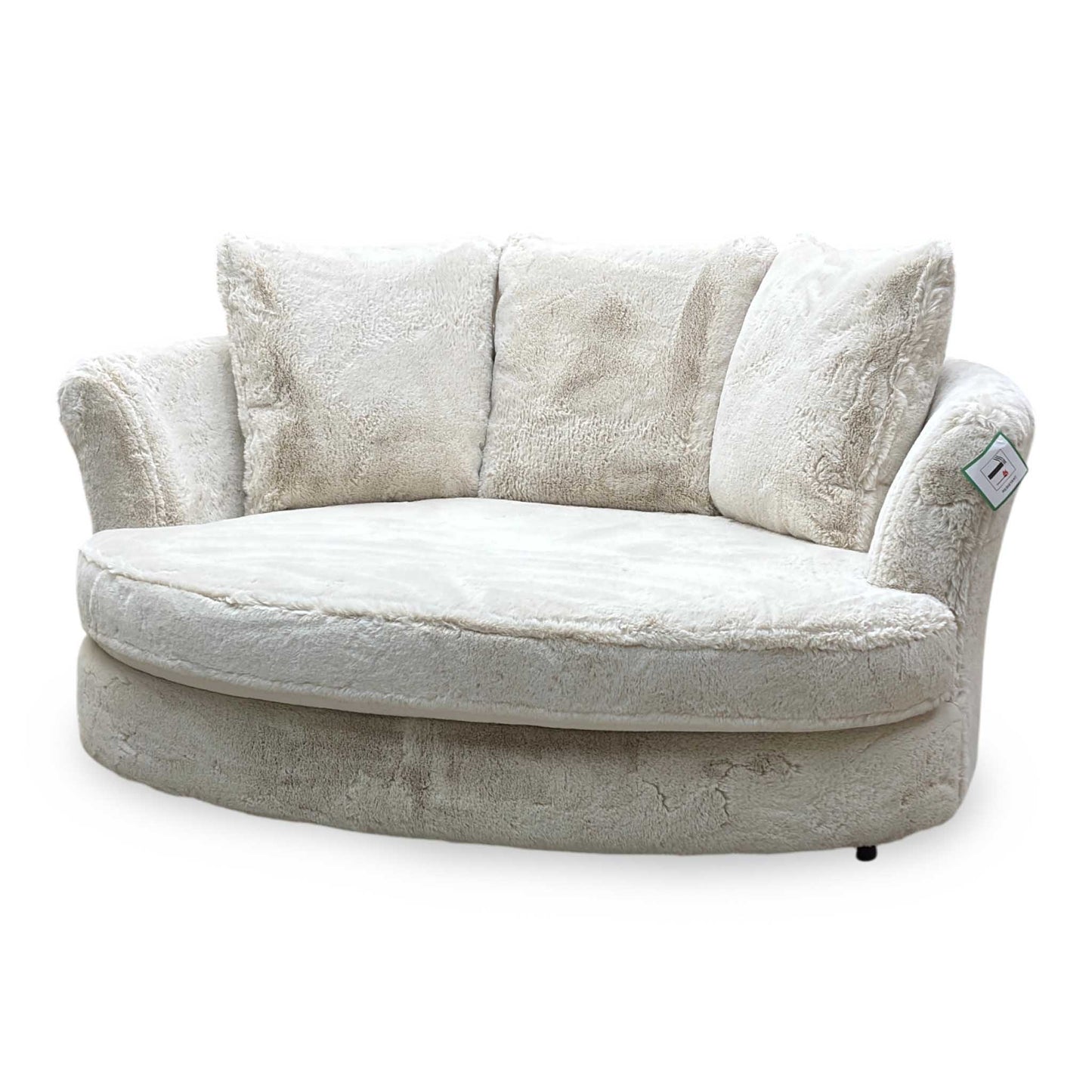 'Lorella' Vancouver Dawn Beige Faux Fur Pillow Back Cuddler Sofa