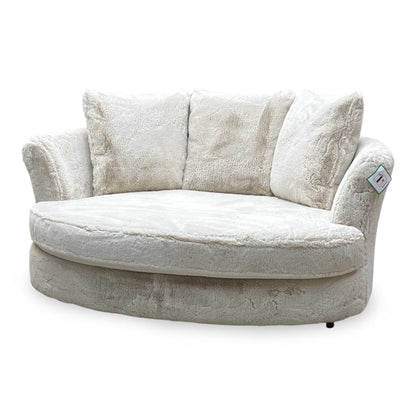 'Lorella' Vancouver Dawn Beige Faux Fur Pillow Back Cuddler Sofa
