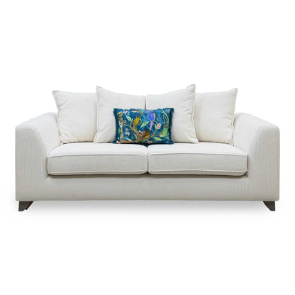 ‘Lorella’ Ivory Lorella Woven Fabric Pillow Back 3 Seater Sofa