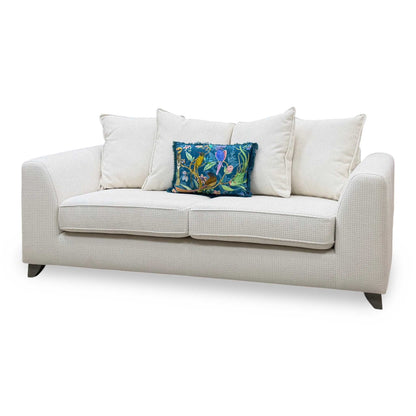 ‘Lorella’ Ivory Lorella Woven Fabric Pillow Back 3 Seater Sofa