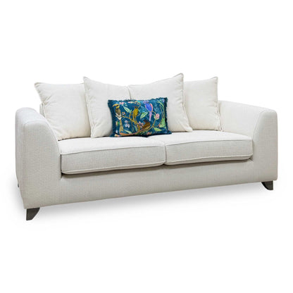 ‘Lorella’ Ivory Lorella Woven Fabric Pillow Back 3 Seater Sofa