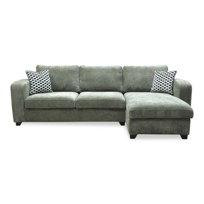 ‘Layla’ Forest Green Woven Fabric Left Hand Facing Full Storage Chaise End 3 Seater Sofa