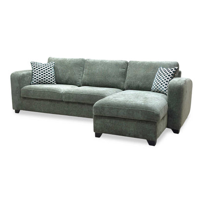 ‘Layla’ Forest Green Woven Fabric Left Hand Facing Full Storage Chaise End 3 Seater Sofa
