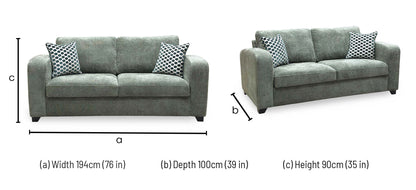 'Layla' Forest Green Woven Fabric 3 Seater Storage Sofa