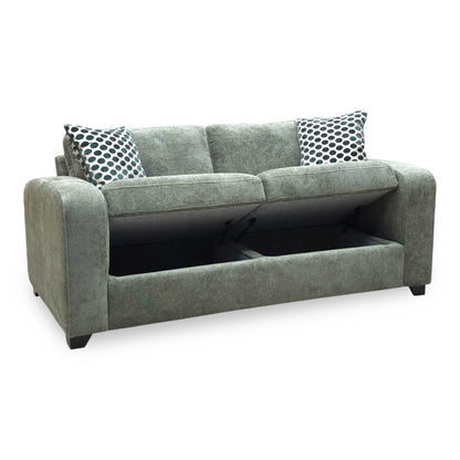 'Layla' Forest Green Woven Fabric 3 Seater Storage Sofa