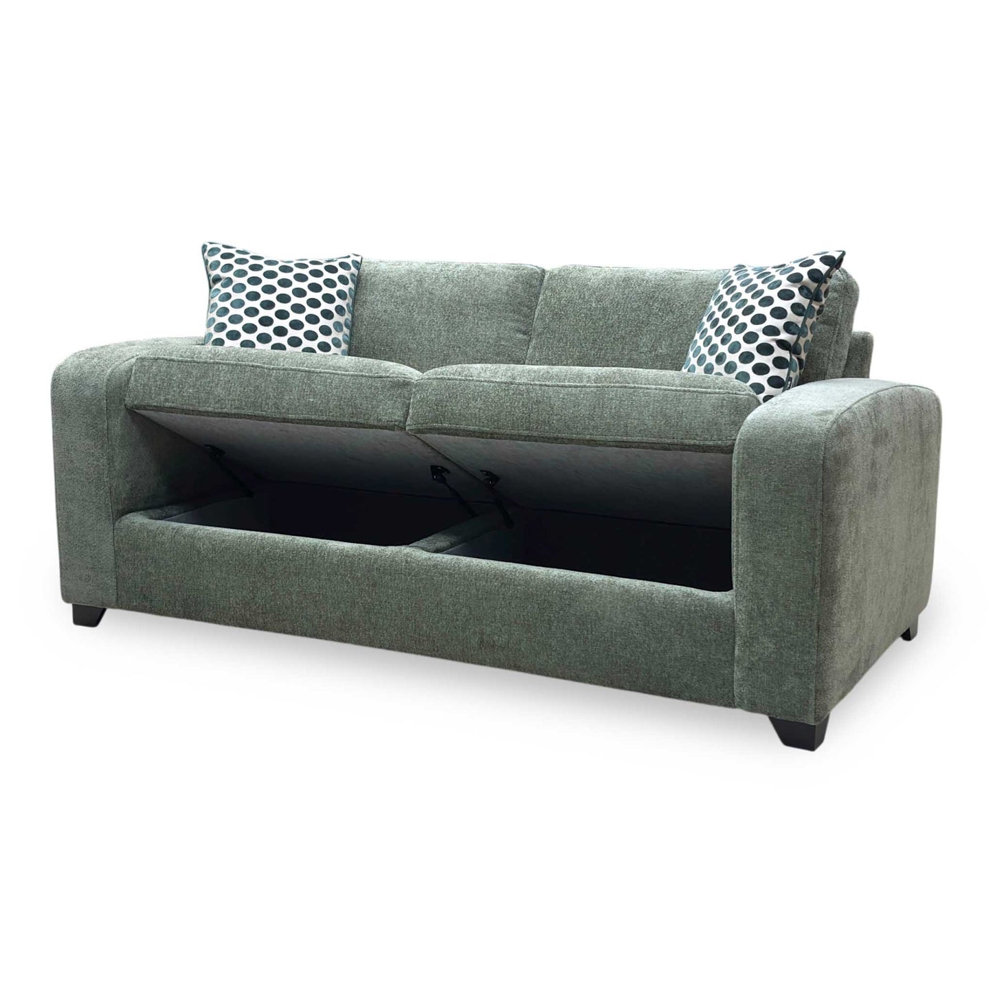 'Layla' Forest Green Woven Fabric 3 Seater Storage Sofa