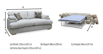 ‘Celine’ Mink and Mocha Celine Jumbo Cord Fabric 3 Seater Formal Back Deluxe Sofa Bed