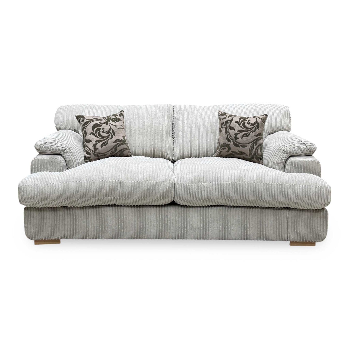 ‘Celine’ Mink and Mocha Celine Jumbo Cord Fabric 3 Seater Formal Back Deluxe Sofa Bed