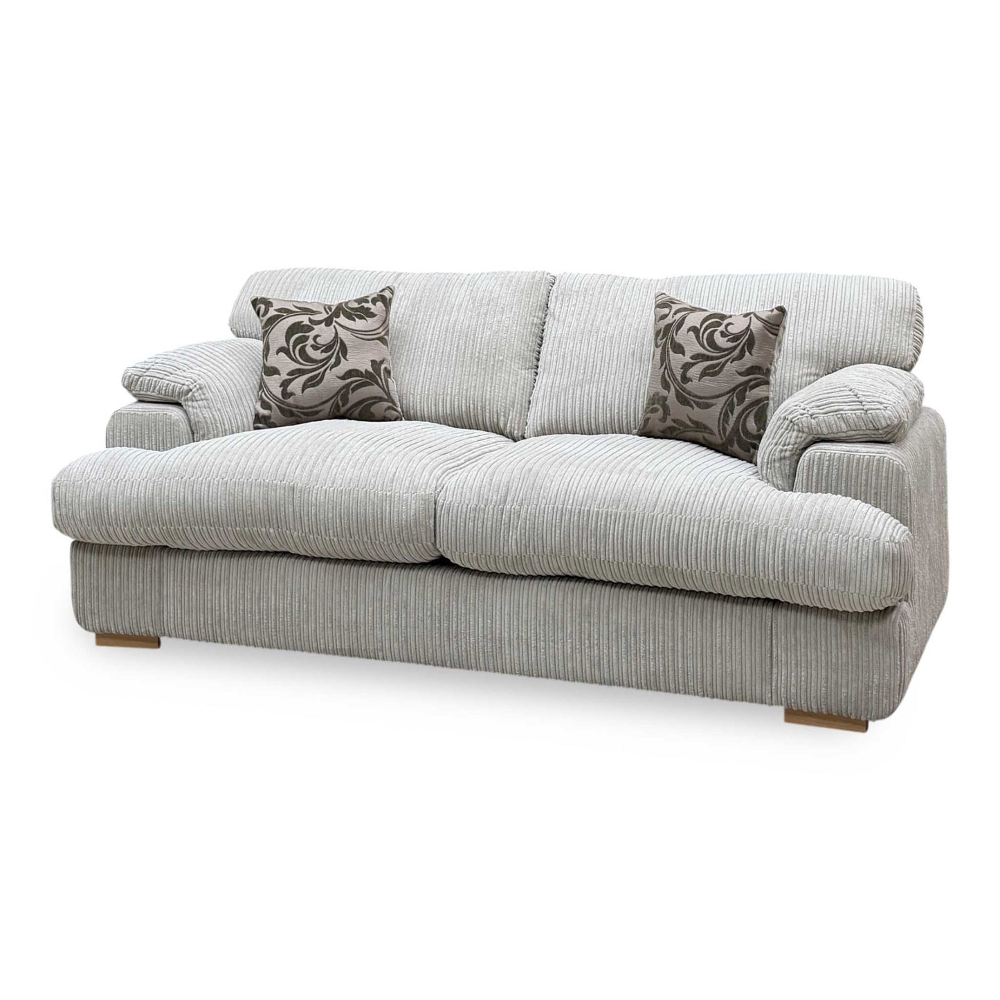 ‘Celine’ Mink and Mocha Celine Jumbo Cord Fabric 3 Seater Formal Back Deluxe Sofa Bed