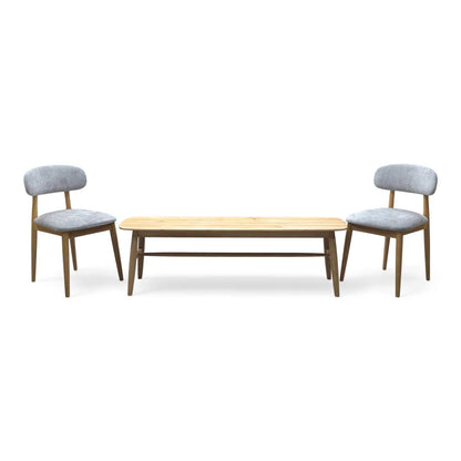 ‘Stockholm' Light Oak Solid Oak 150cm Dining Bench + 2 Dining Chairs