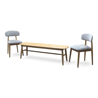 ‘Stockholm' Light Oak Solid Oak 150cm Dining Bench + 2 Dining Chairs