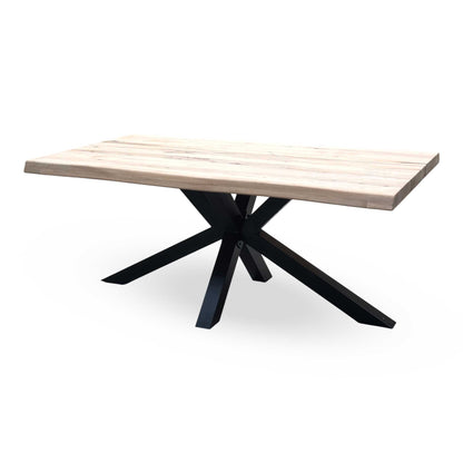Bodahl 'Njord' 1 Oil Solid Oak Raw Edge Compact 180cm Dining Table with Metal Star Base
