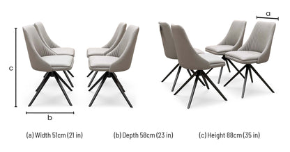 ‘Icon’ Light Taupe - Bronze Faux Leather Set of 4 Swivel Dining Chairs