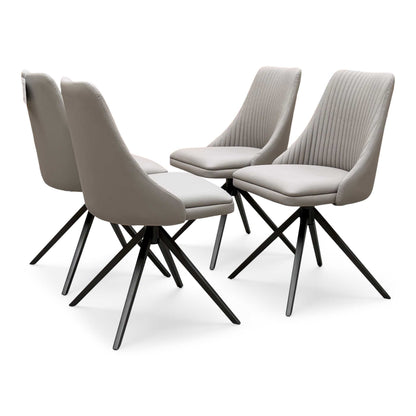 ‘Icon’ Light Taupe - Bronze Faux Leather Set of 4 Swivel Dining Chairs